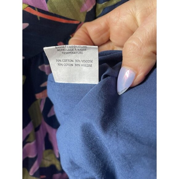 Ramy Brook Miles Floral Maxi Dress Navy High-Low V-Neck Sleeveless Size 4 - Picture 11 of 12